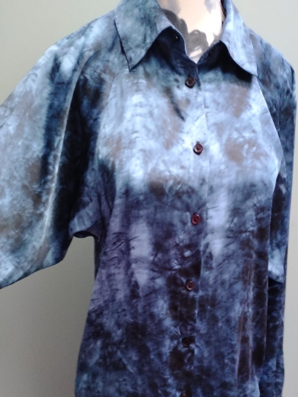 Michael Kors Blue Abstract Print Batwing Shirtdress, size XXS